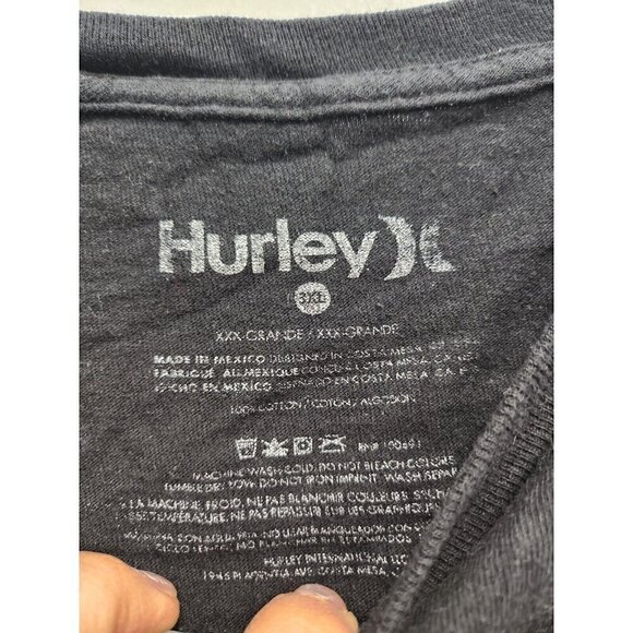 Hurley Mens T-Shirt Size 3XL Black Spellout Logo Short Sleeve Crew Neck Cotton - Picture 5 of 7